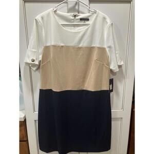 Tommy Hilfiger Colorblock Dress Women’s Size 16 NWT Viscose Office NEW Classic